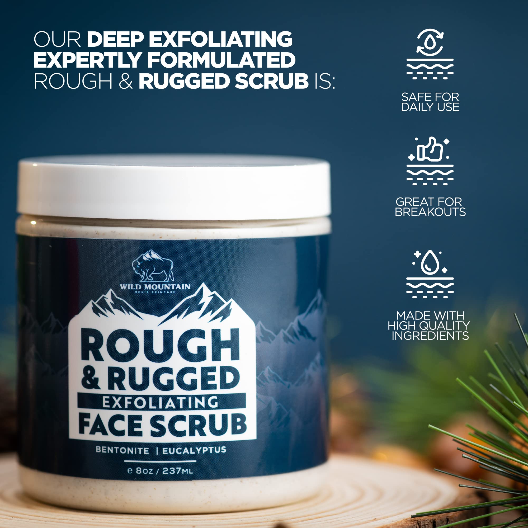 Wild Mountain Rough and Rugged helps unclog pores after shaving for clearer skin.