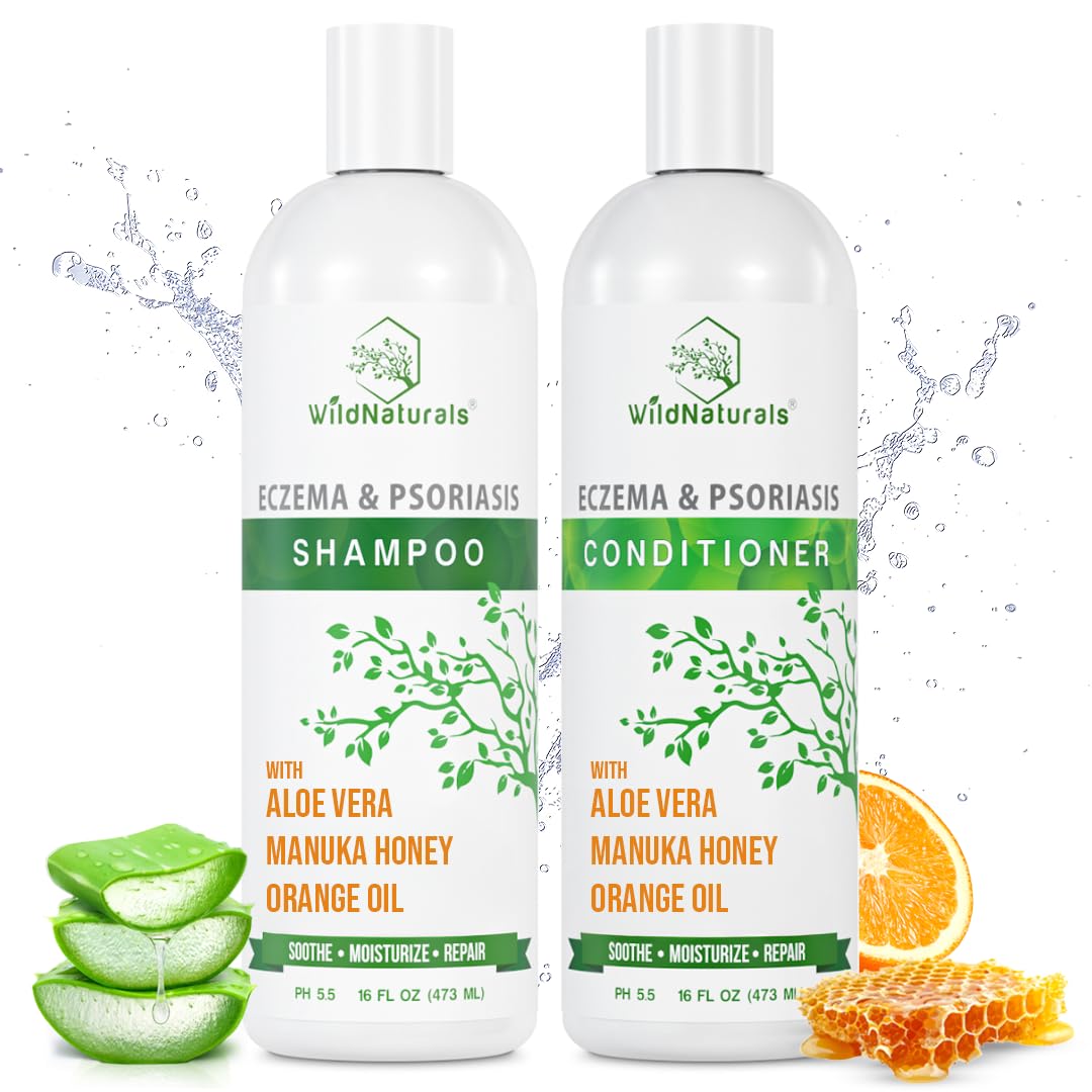 Wild Naturals anti-dandruff shampoo bottle showing scalp relief and cleansing.