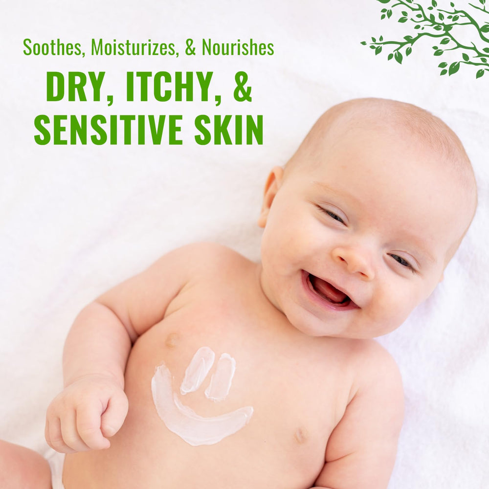 Wild Naturals Baby Eczema Cream swirl highlights rich, hydrating texture for dry skin relief