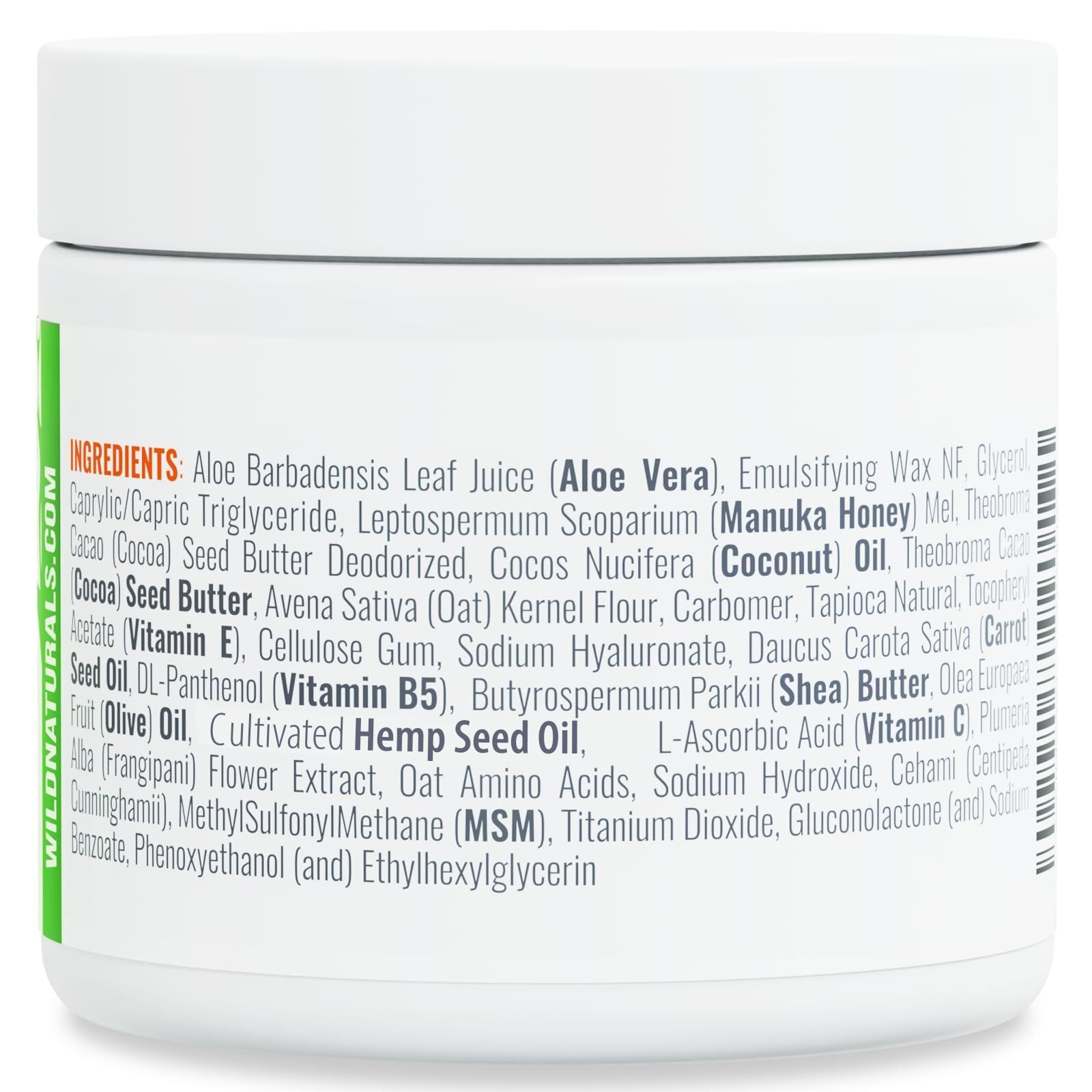 Wild Naturals cream in bottle close-up shows texture and branding.