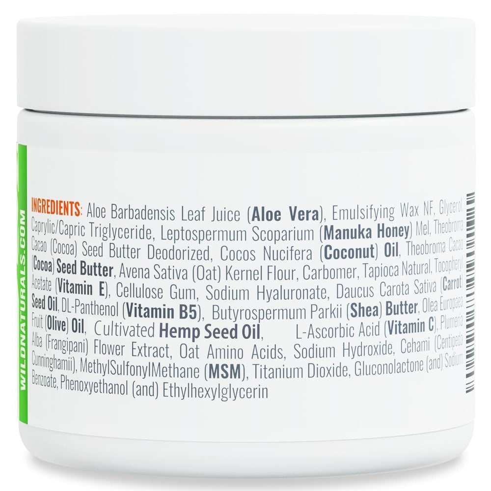 Wild Naturals cream in bottle close-up shows texture and branding.
