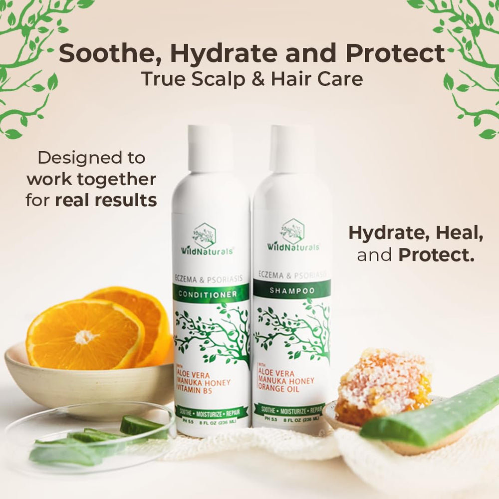 Wild Naturals cehami extract on label highlighting soothing scalp care.