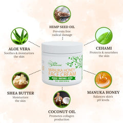 Wild Naturals Manuka Honey Face Cream texture close-up, showing smooth, non-greasy finish.