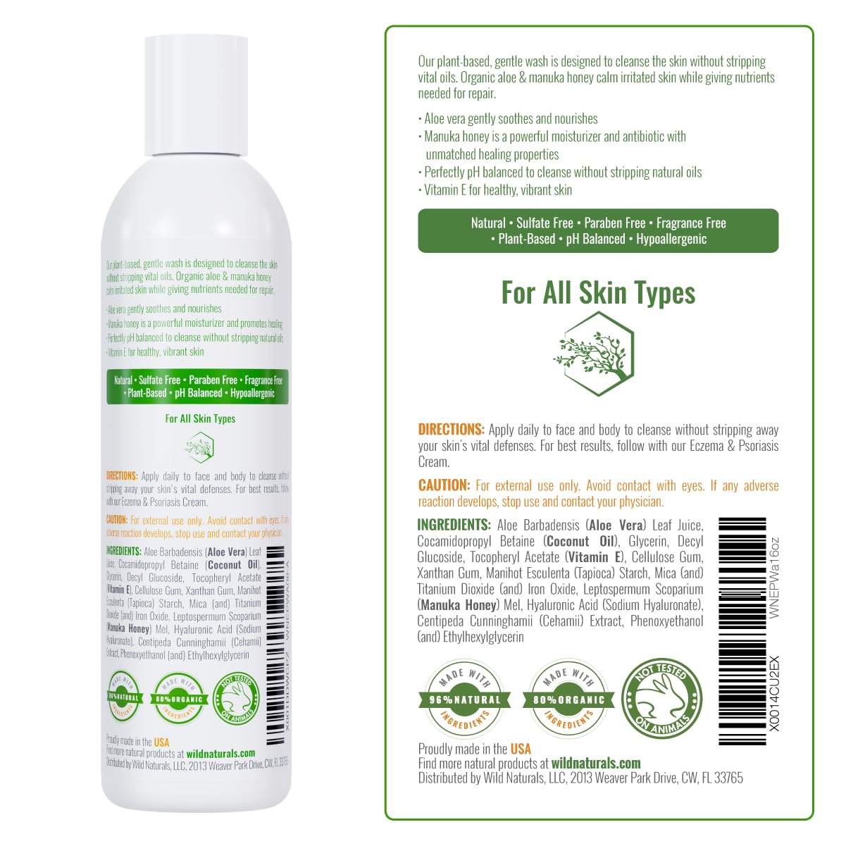 Wild Naturals eczema body wash family-friendly packaging and design