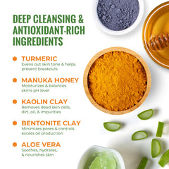 Wild Naturals Turmeric Clay Mask application with fingers showing gentle exfoliation