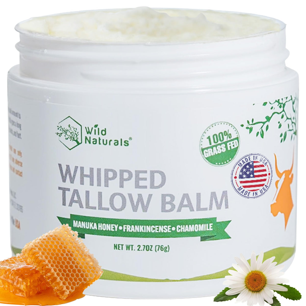 Wild Naturals whipped tallow honey balm on skin application for hydration