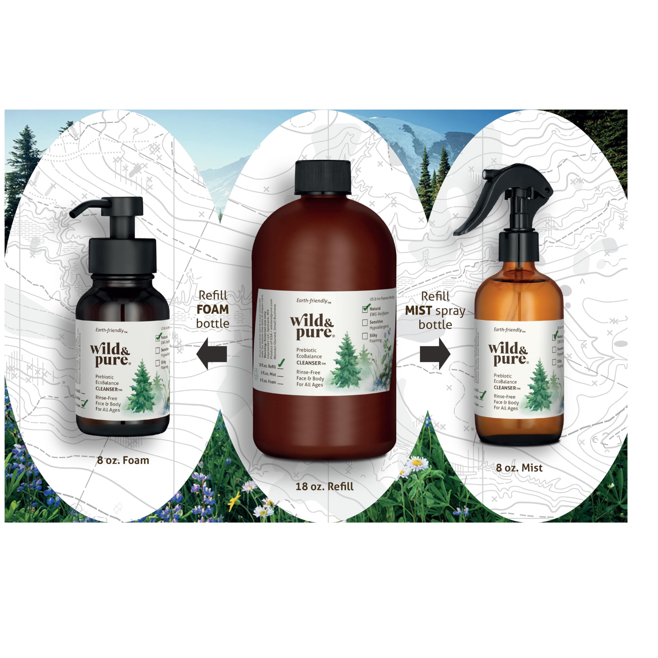 Wild and Pure Sensitive Skin Spray Body Wash refill bottle ready for restock