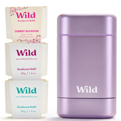 Wild purple case front view showing a reusable deodorant system for daily freshness.