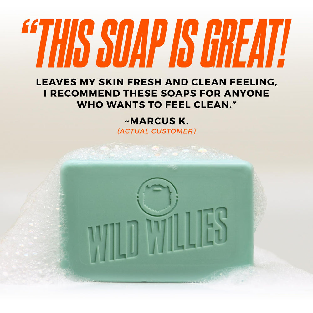 Wild Willies moisturizing bar soap texture with shea butter ready for daily ritual
