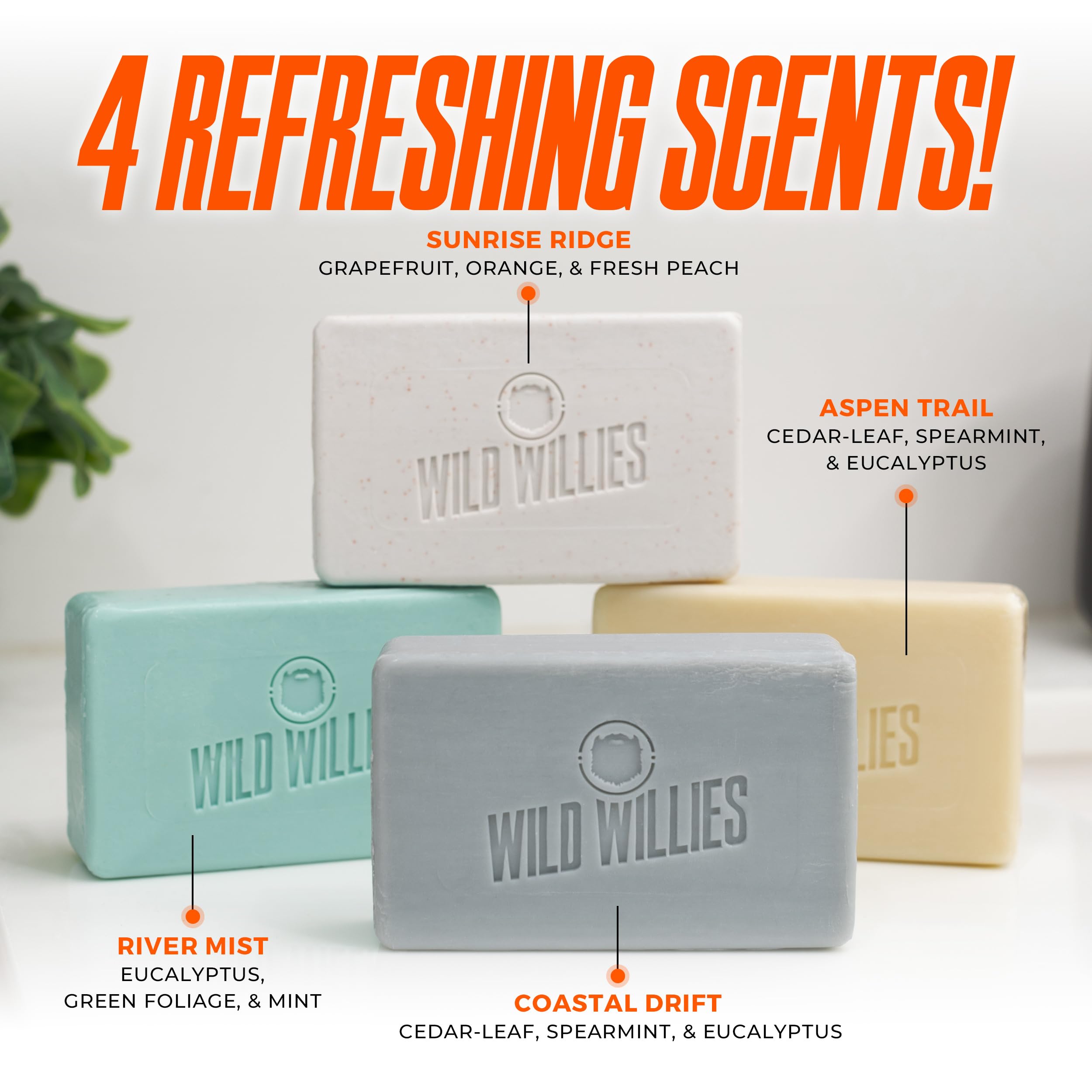 Wild Willies Sunrise Ridge natural ingredients close-up with charcoal and jojoba oil