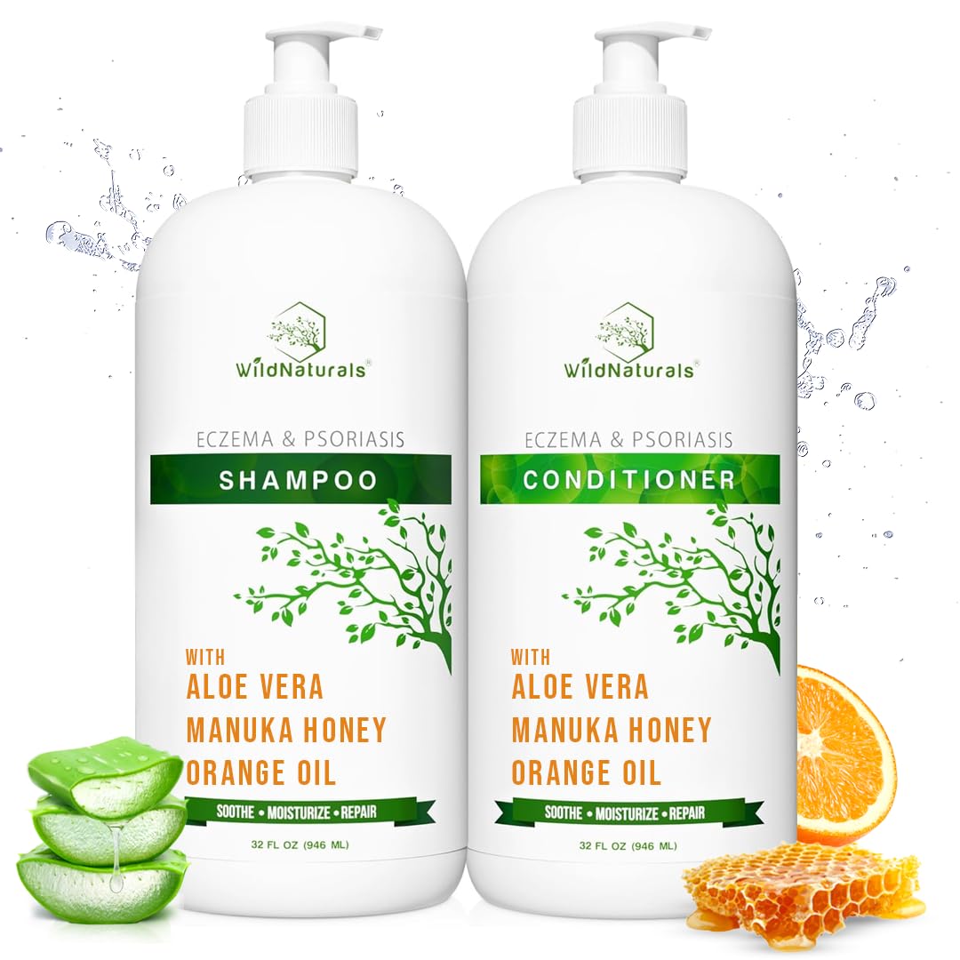 Wild Naturals eczema shampoo bottle pour for soothing scalp relief