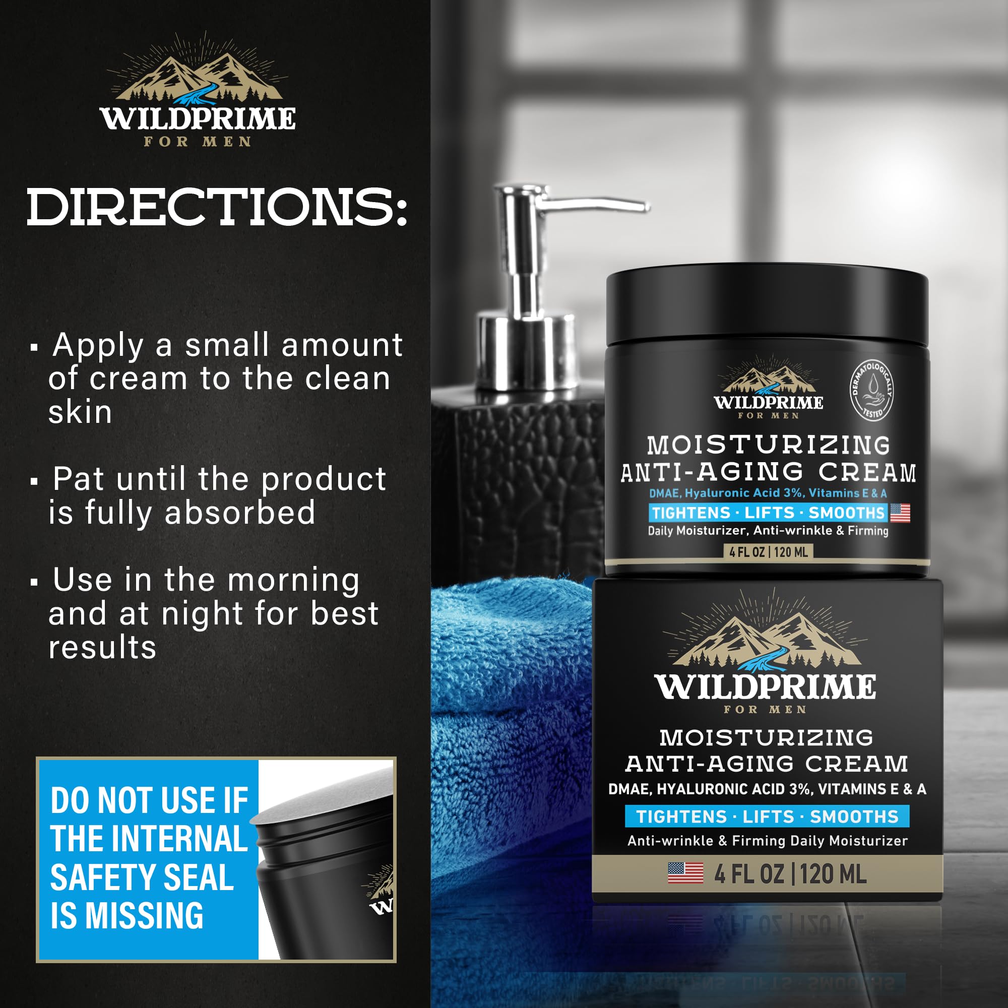 WildPRIME day and night moisturizer supports daily skincare routine.