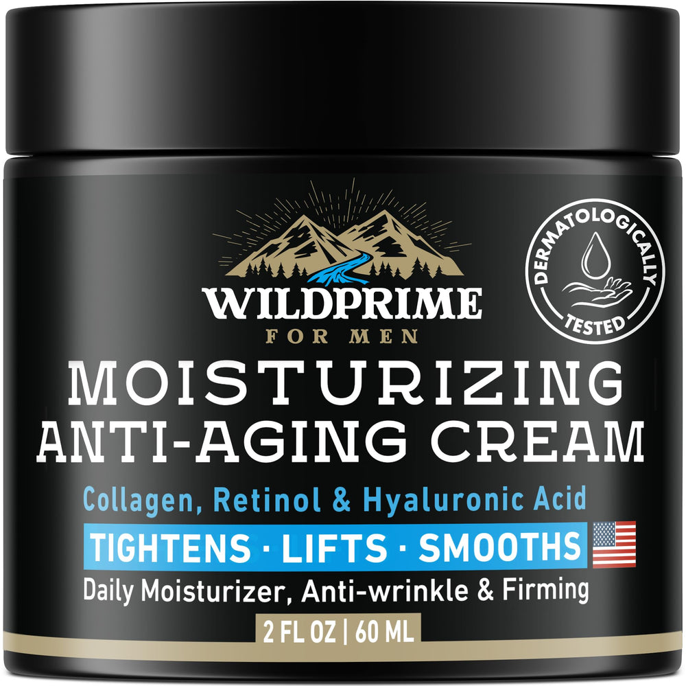 WildPRIME men's face moisturizer cream jar delivers lasting hydration for day and night.