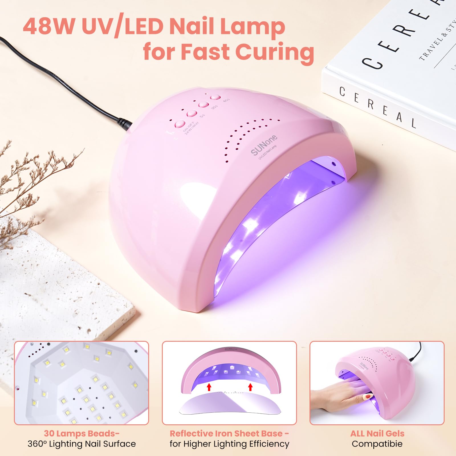 Wilfniee acrylic powder in three colors enables durable DIY nails.