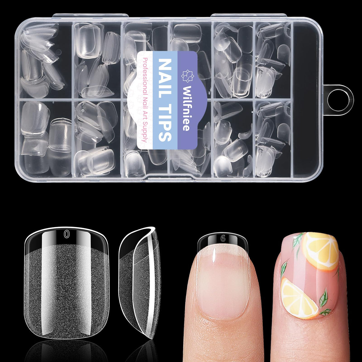 Wilfniee extra-short square nail tips, 240 pieces for quick at-home extensions