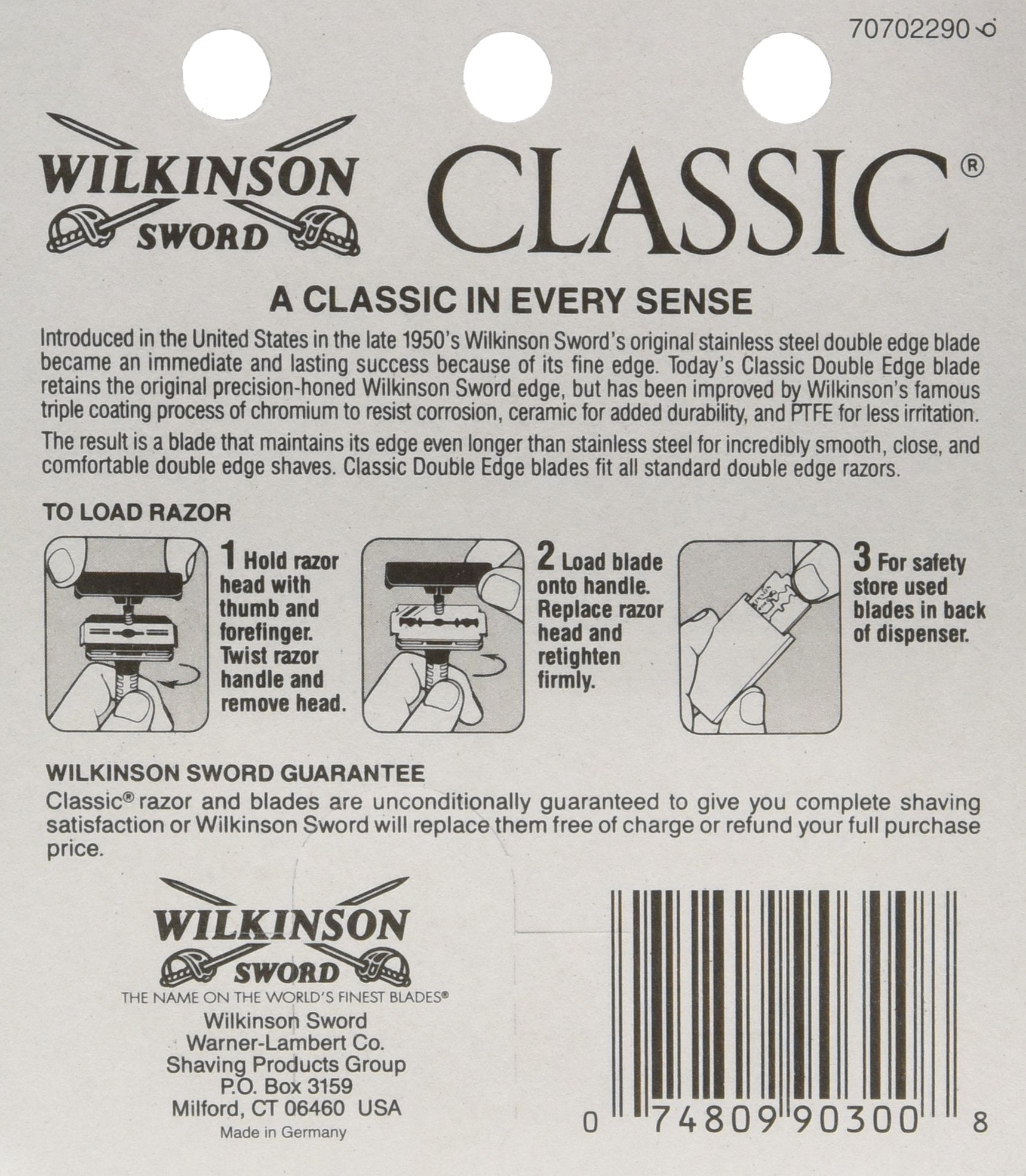 Wilkinson Sword Classic blades close-up emphasizing durable, precise shaves.
