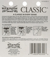 Wilkinson Sword Classic blades close-up emphasizing durable, precise shaves.