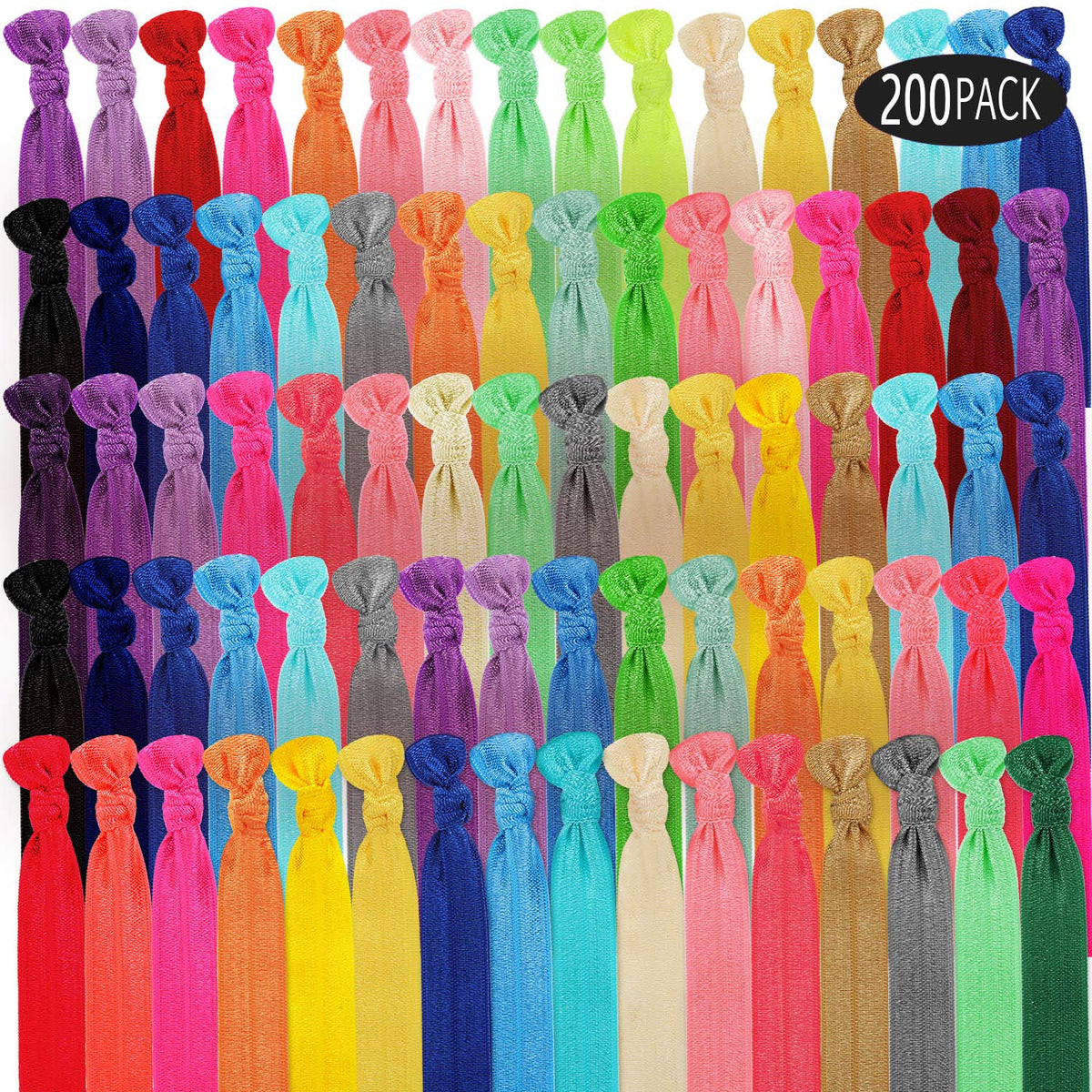 WILLBOND elastic knotted hair ties in a colorful ribbon pack for versatile styling and secure holds.