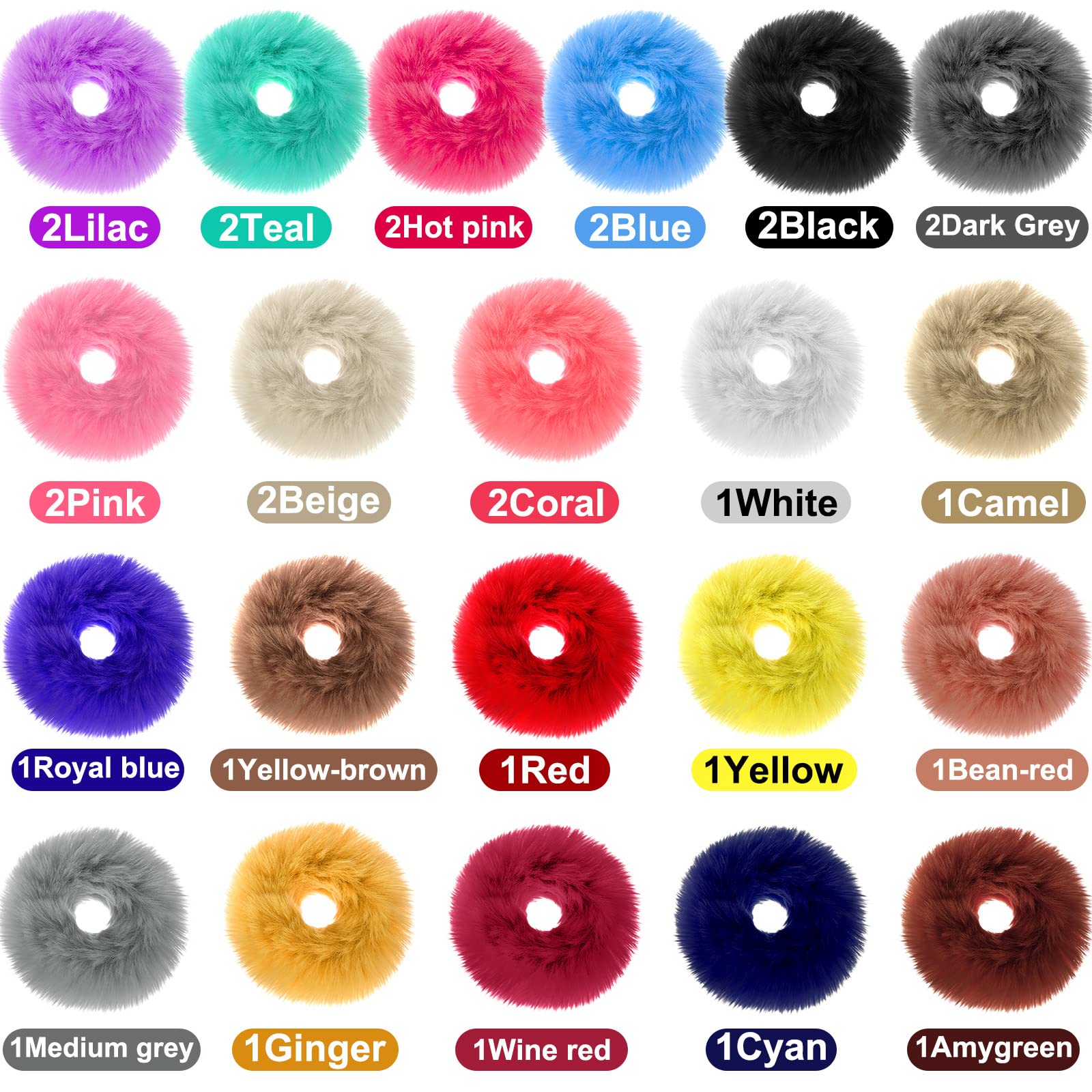 WILLBOND fuzzy scrunchies soft fur closeup showcasing plush texture for comfort.