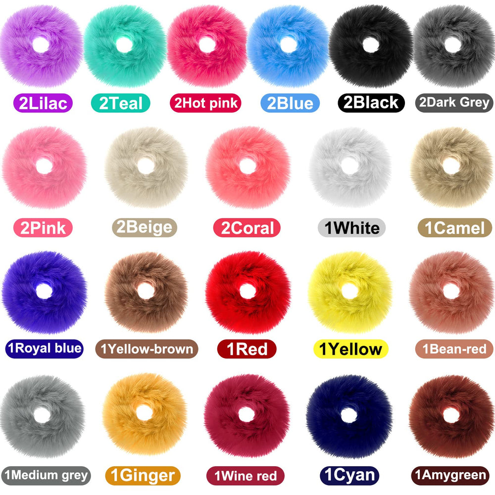 WILLBOND fuzzy scrunchies soft fur closeup showcasing plush texture for comfort.