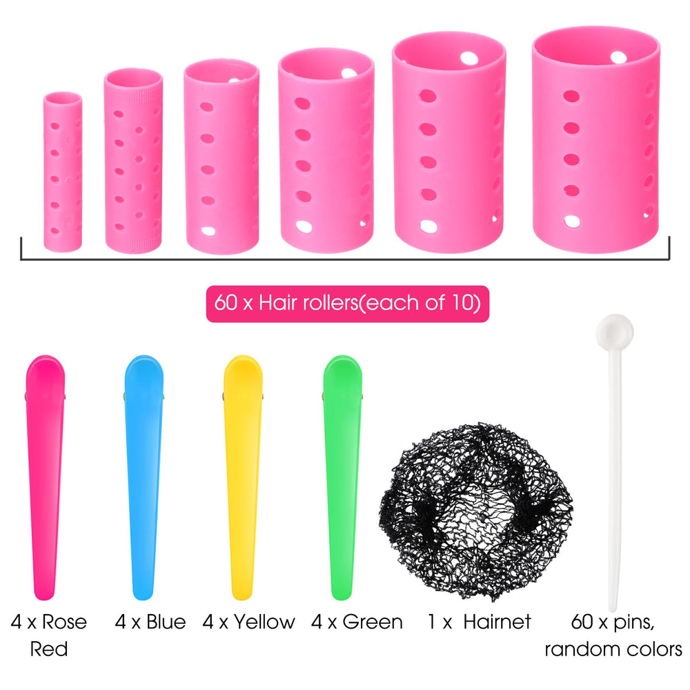 Willbond hair net and duck-tooth pins securely fix sections on curlers