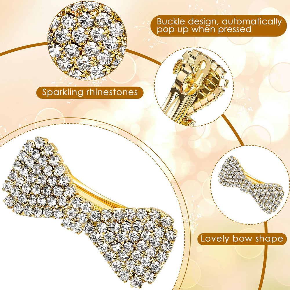 Willbond mini bow hair clip alligator close-up with sparkling rhinestones for weddings