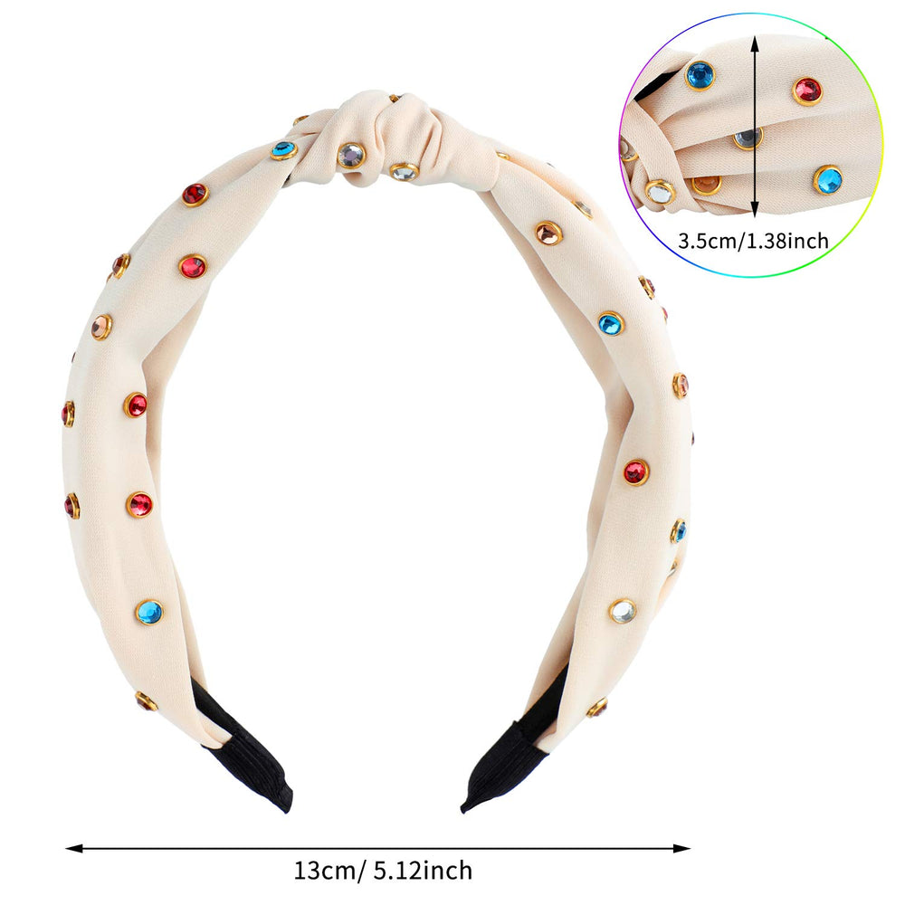 Willbond rhinestone headband closeup, colorful embellishment adds sparkle to any outfit.