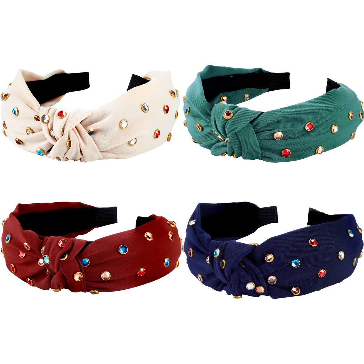 Willbond rhinestone knotted headband 4-pack, versatile daily wear and formal occasions.