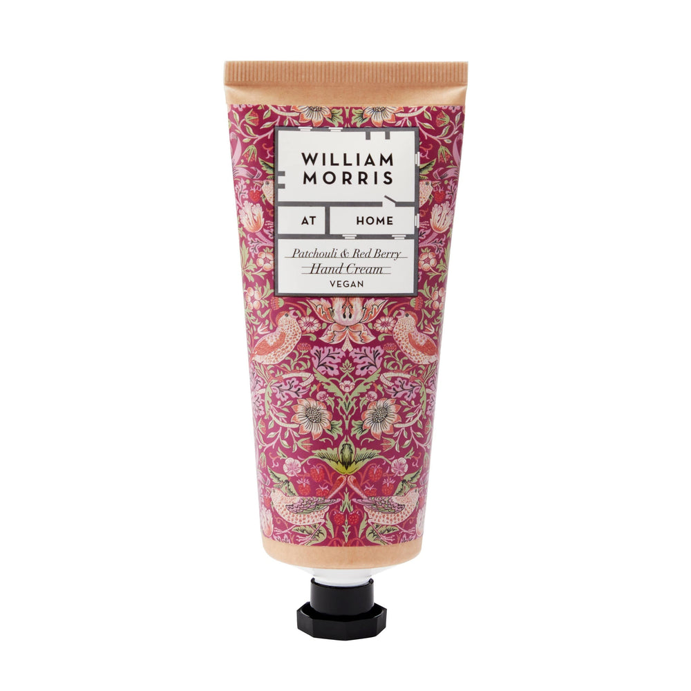 William Morris Strawberry Thief hand cream features patchouli red berry aroma for daily care.