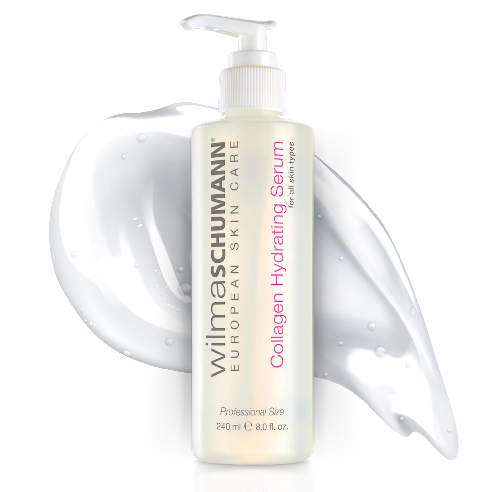 WILMA SCHUMANN Collagen Hydrating Serum bottle on premium packaging for daily use