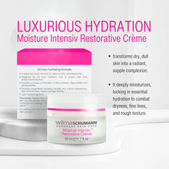 Wilma Schumann Moisture Intensiv Restorative Cream texture closeup shows smooth, fast-absorbing finish.