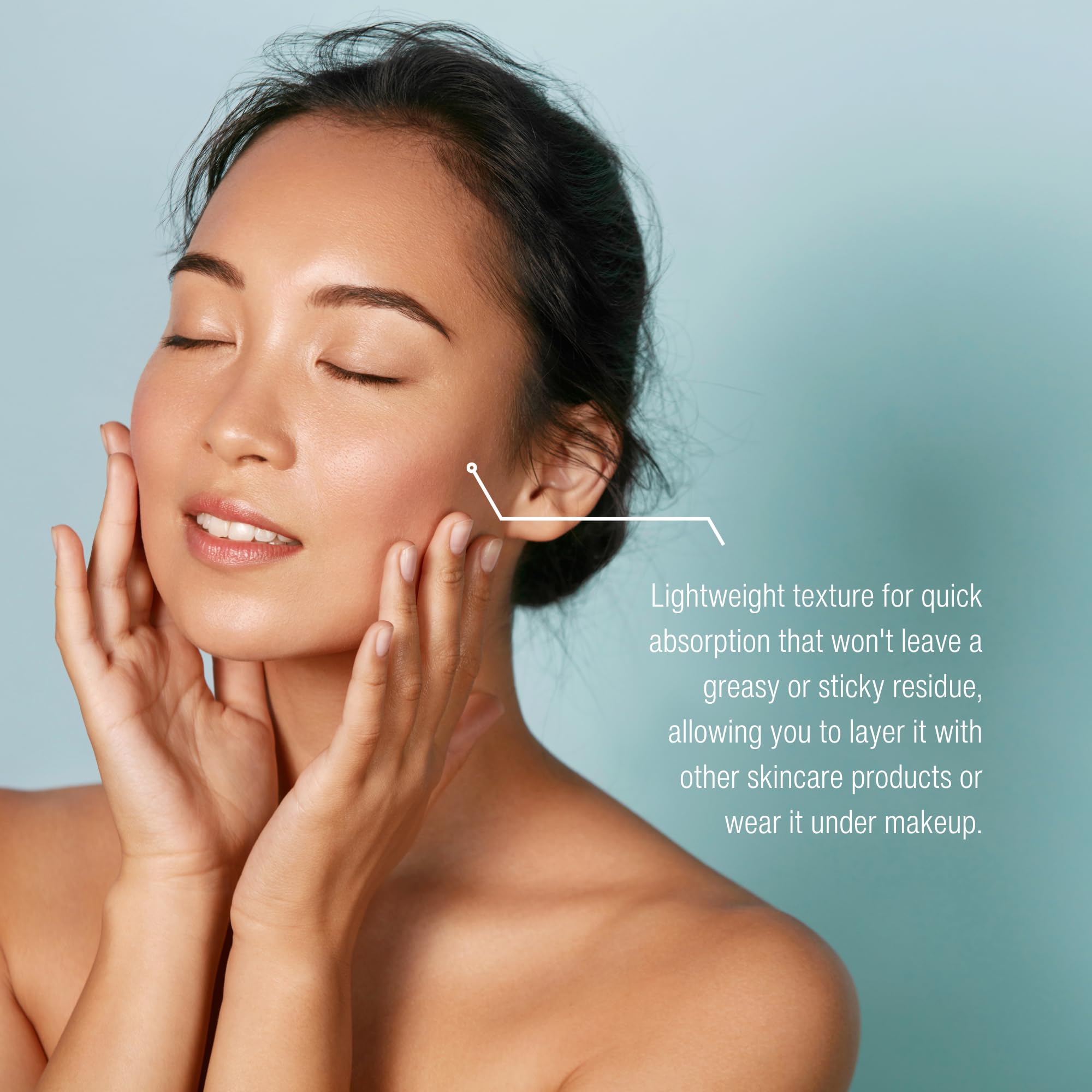 Serum absorbing into skin providing gentle hydration and balanced oil feel.