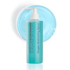 Wilma Schumann Oxygen Serum bottle on a clean vanity, for daily hydration.