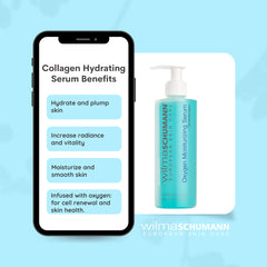 Dropper releasing Wilma Schumann Oxygen Serum droplets for nourishment and balanced skin.