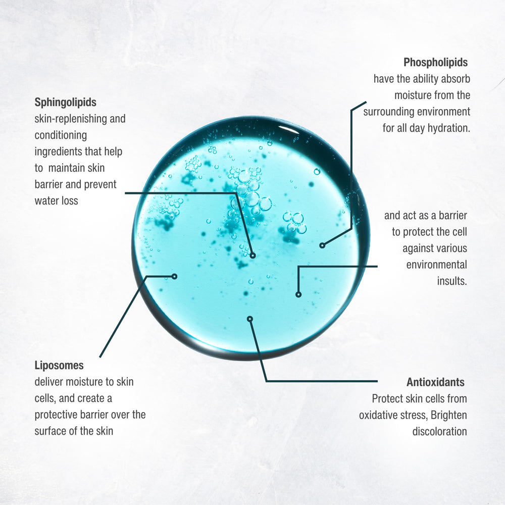 Phospholipid-rich Oxygen Serum ingredients promoting deep hydration