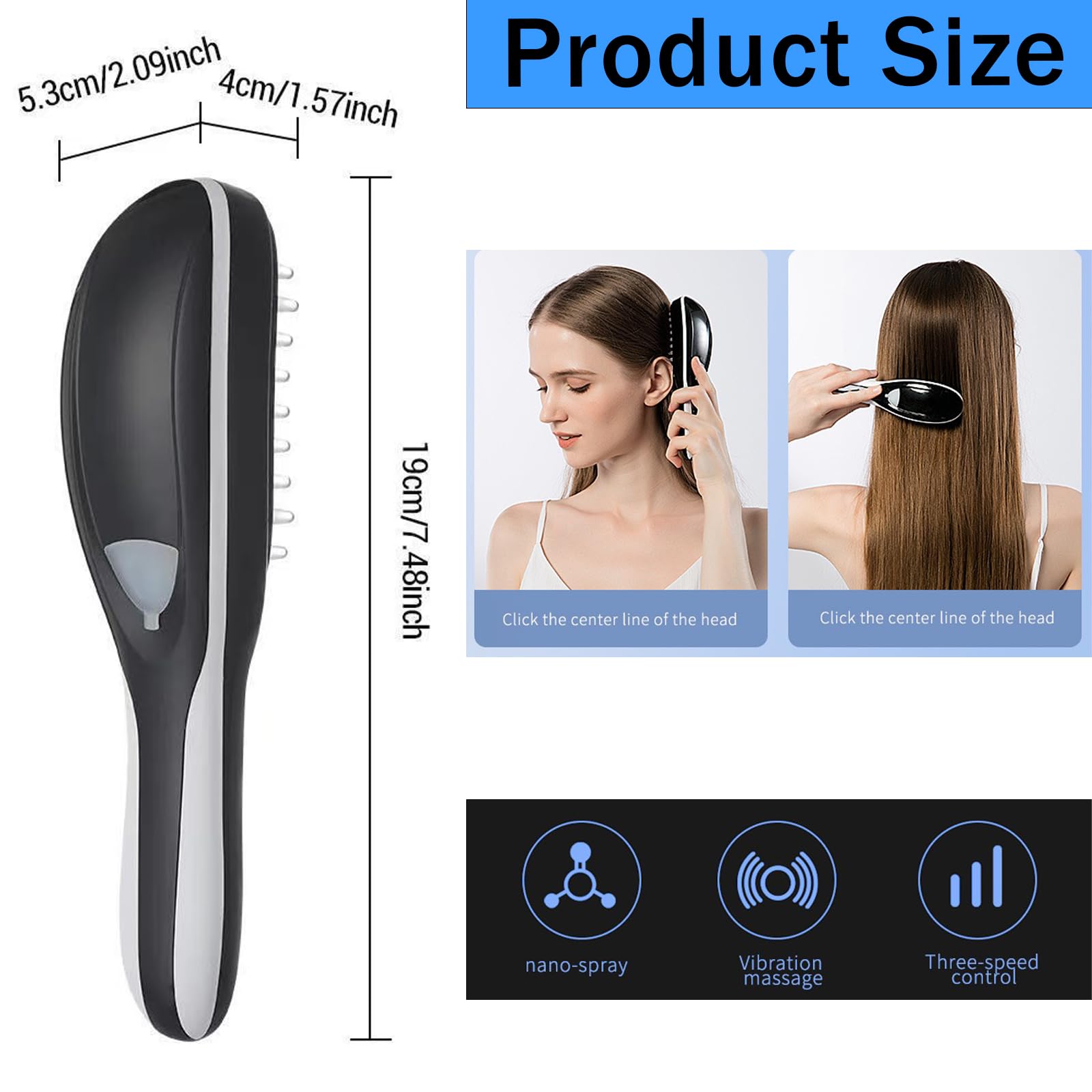 Close-up of WINB soft rubber bristles on the scalp massage brush