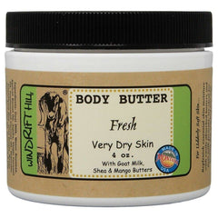 Windrift Hill 4oz body butter for very dry skin, delivering silky softness