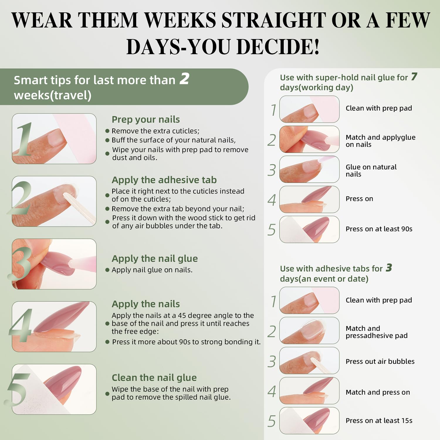 WiniBeauty wear duration options with glue for long lasting nails