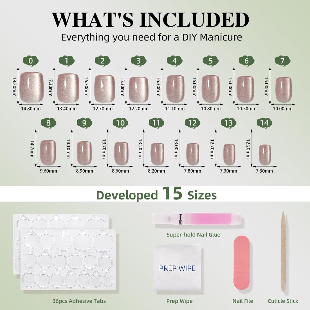 WiniBeauty Moonlit Pearl nails size chart for a custom fit