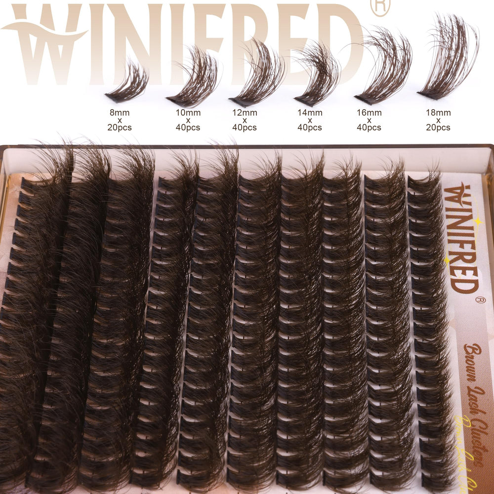 Winifred 80D brown lash clusters for salon like volume at home