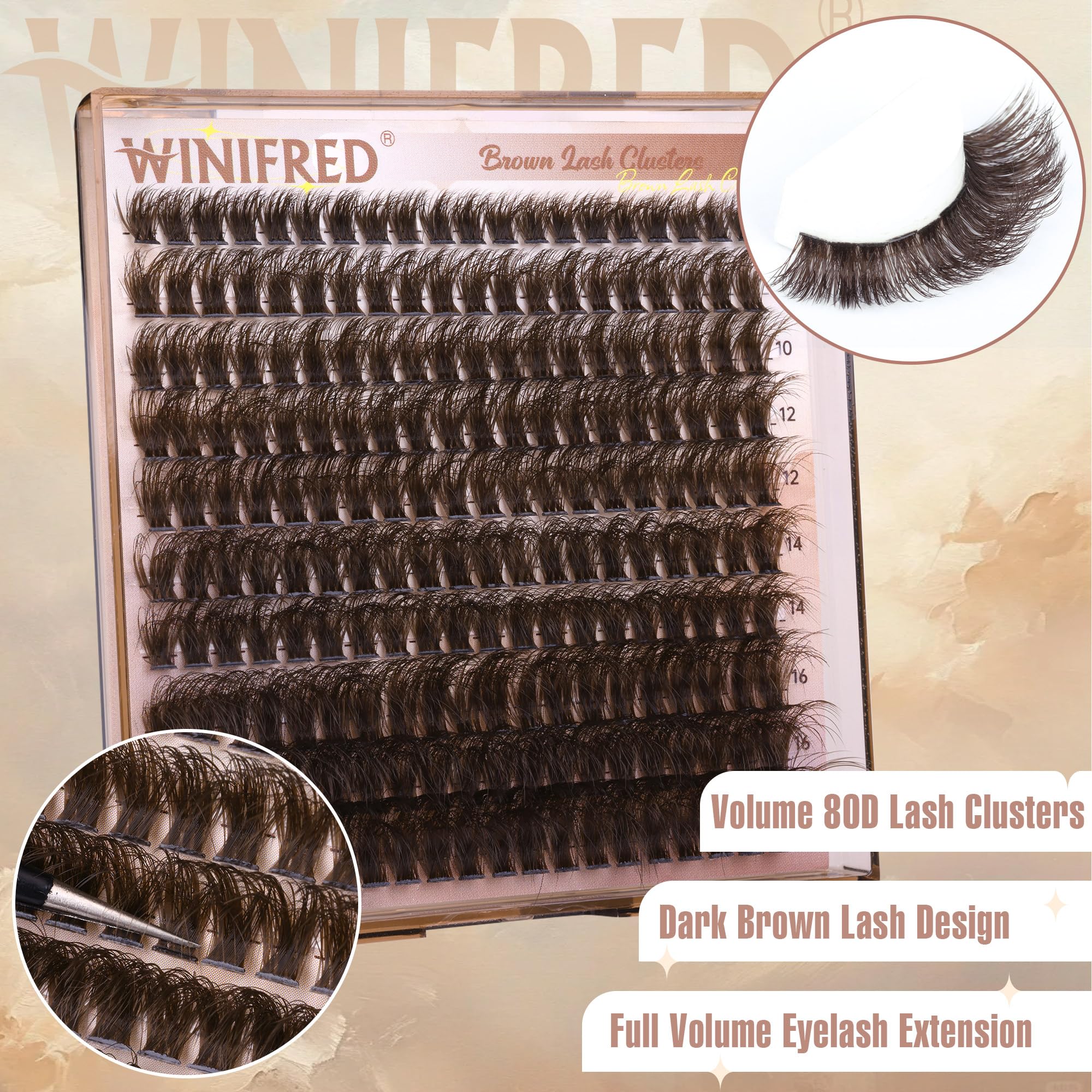 Winifred brown lash clusters 12-14mm add gentle volume for day-to-night looks
