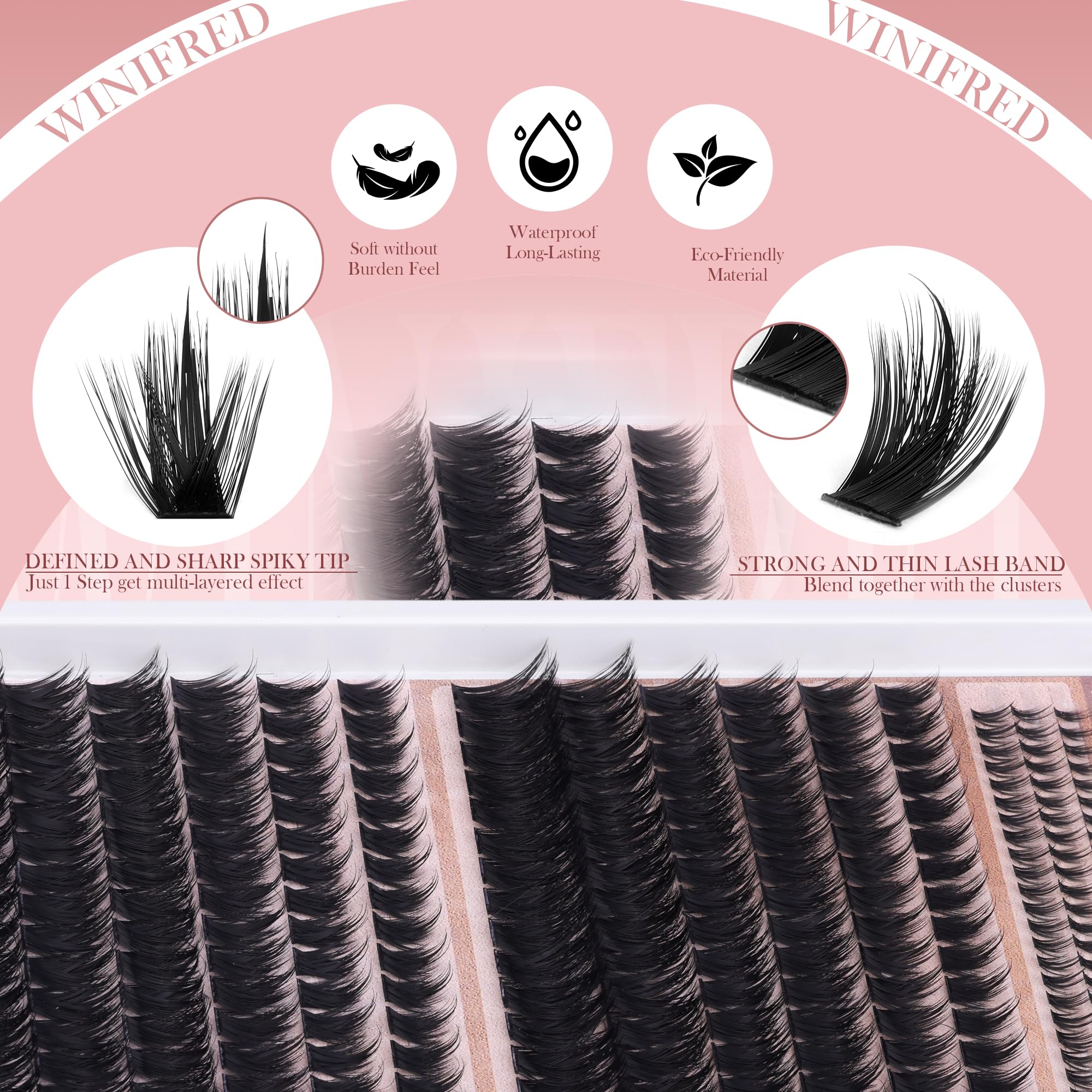 Winifred 80D/100D spikes create wispy manga-style lashes.