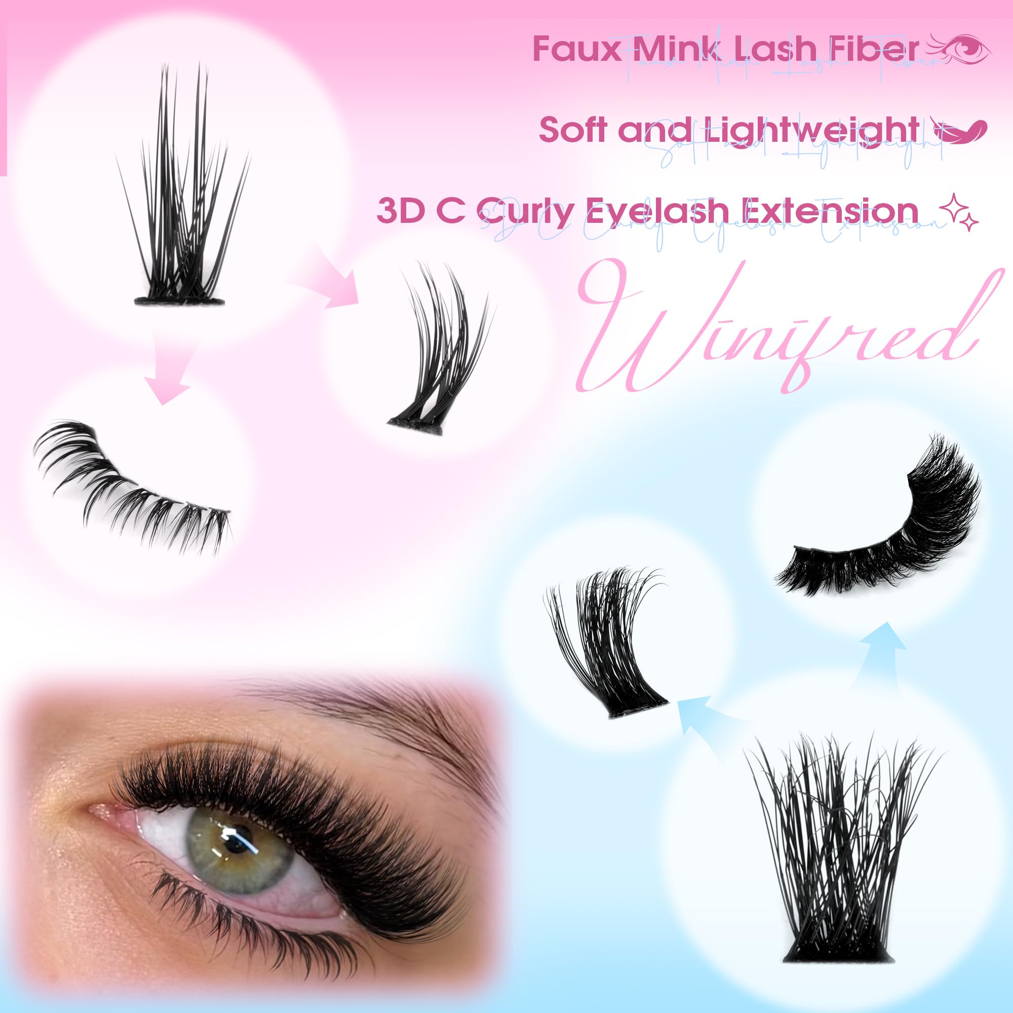 Winifred lightweight lash extensions feel feather-light on the eyes.