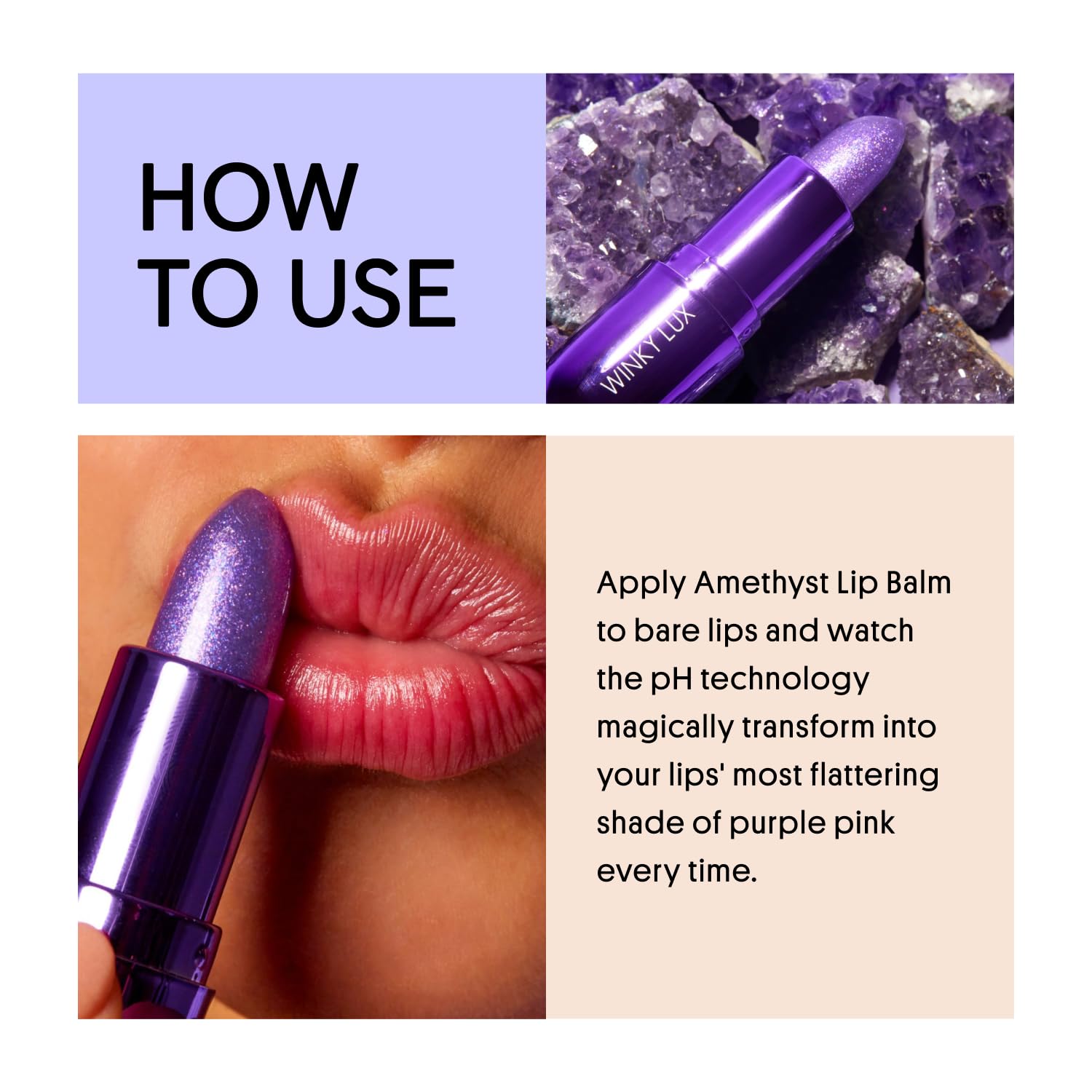 Winky Lux Amethyst Glimmer Balm jar with clean beauty branding