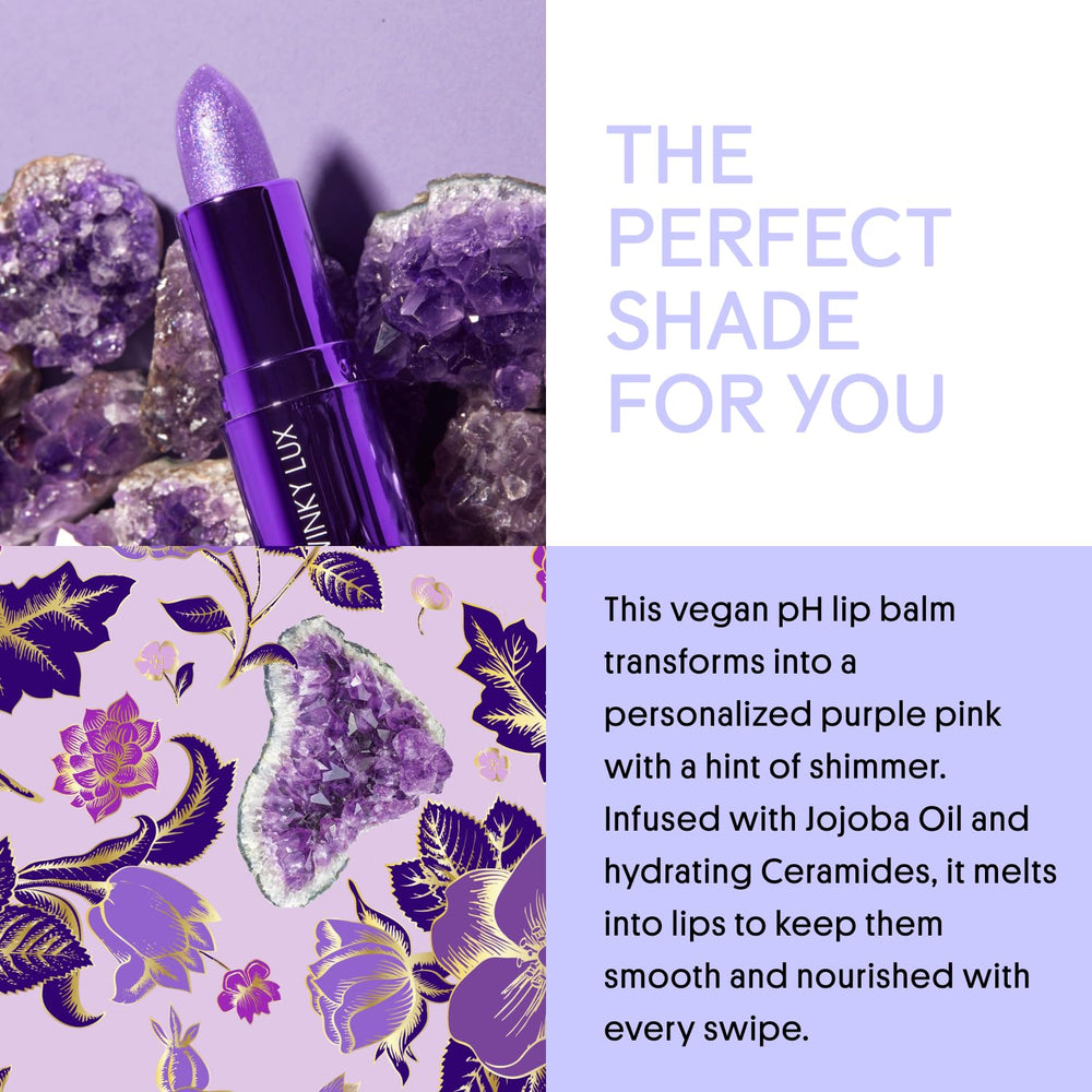 Lips wearing Winky Lux Amethyst Glimmer Balm for hydration and a soft glow
