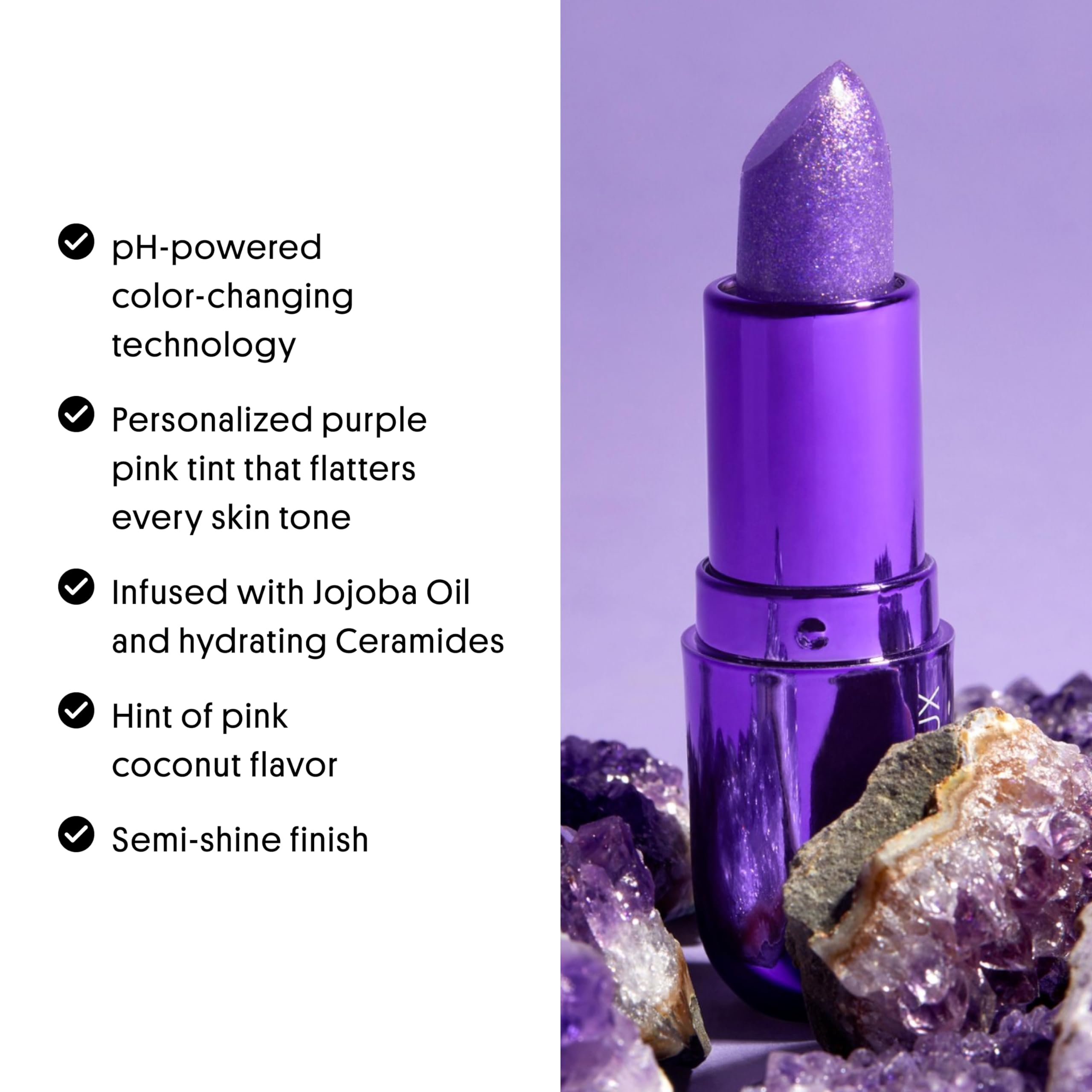 Ceramides and jojoba oil visuals in Winky Lux Amethyst Glimmer Balm