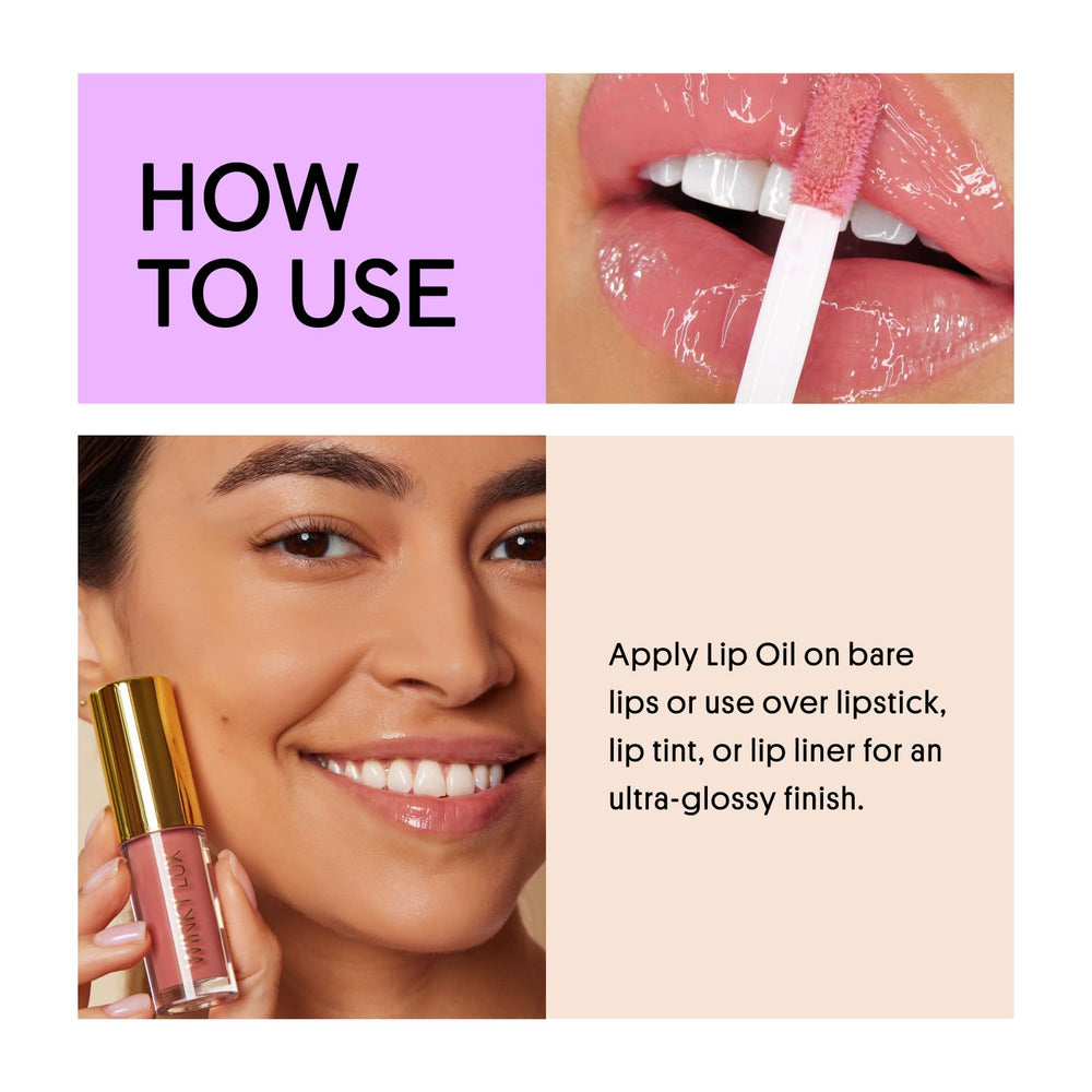 Winky Lux lip oil nourishes lips with jojoba and avocado oils