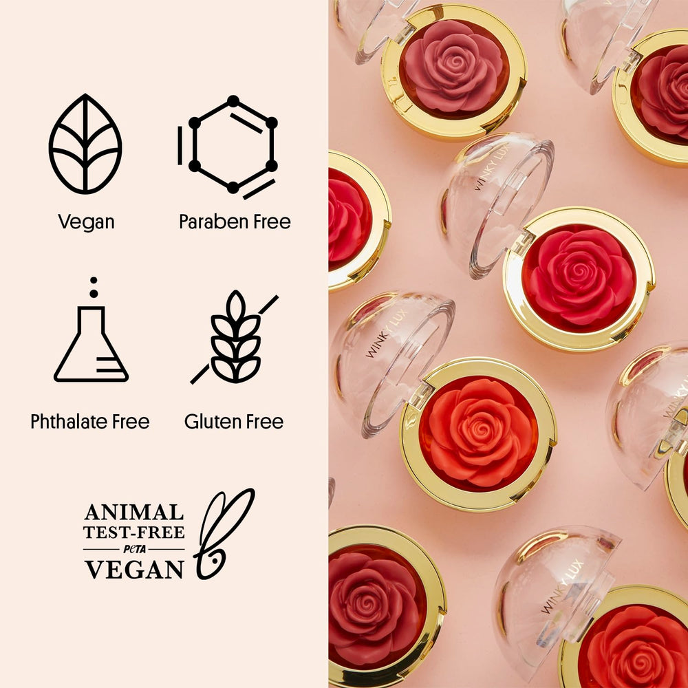 Winky Lux Cheeky Rose Cream Blush natural finish on cheek with soft glow.
