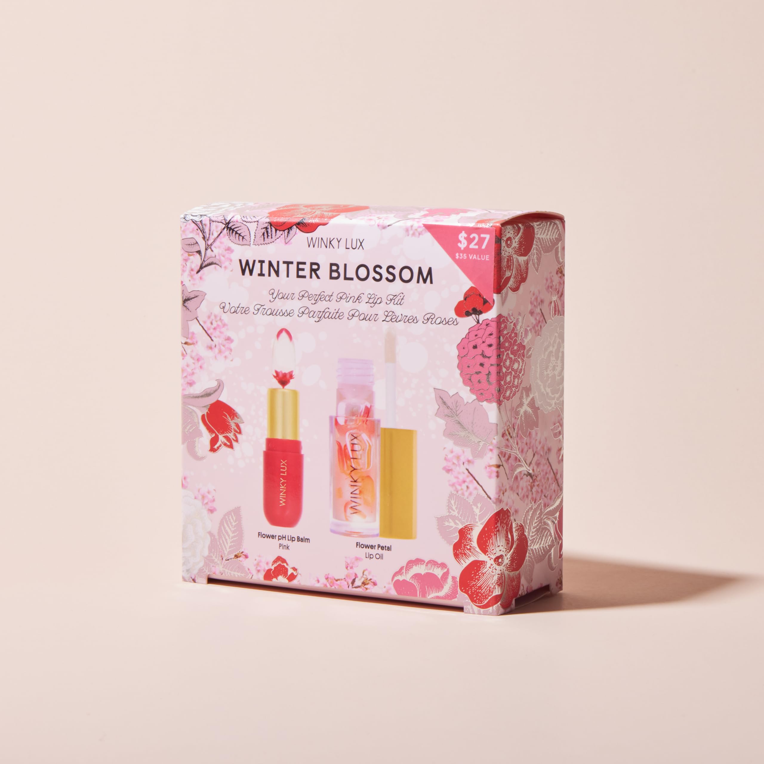 Winky Lux Flower Petal Clear Lip Oil offering glassy shine and smooth feel.
