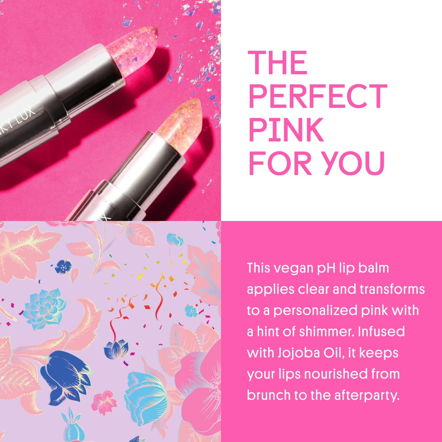 Winky Lux jojoba oil hydration nourishes lips for lasting comfort on the go.